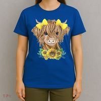 Highland Cow With Sunflowers T-Shirt thumb 4