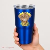 Highland Cow With Sunflowers Tumbler thumb 2