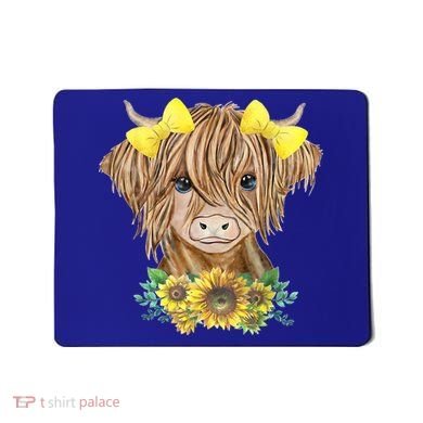 Highland Cow With Sunflowers Mousepad