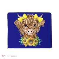 Highland Cow With Sunflowers Mousepad thumb 0