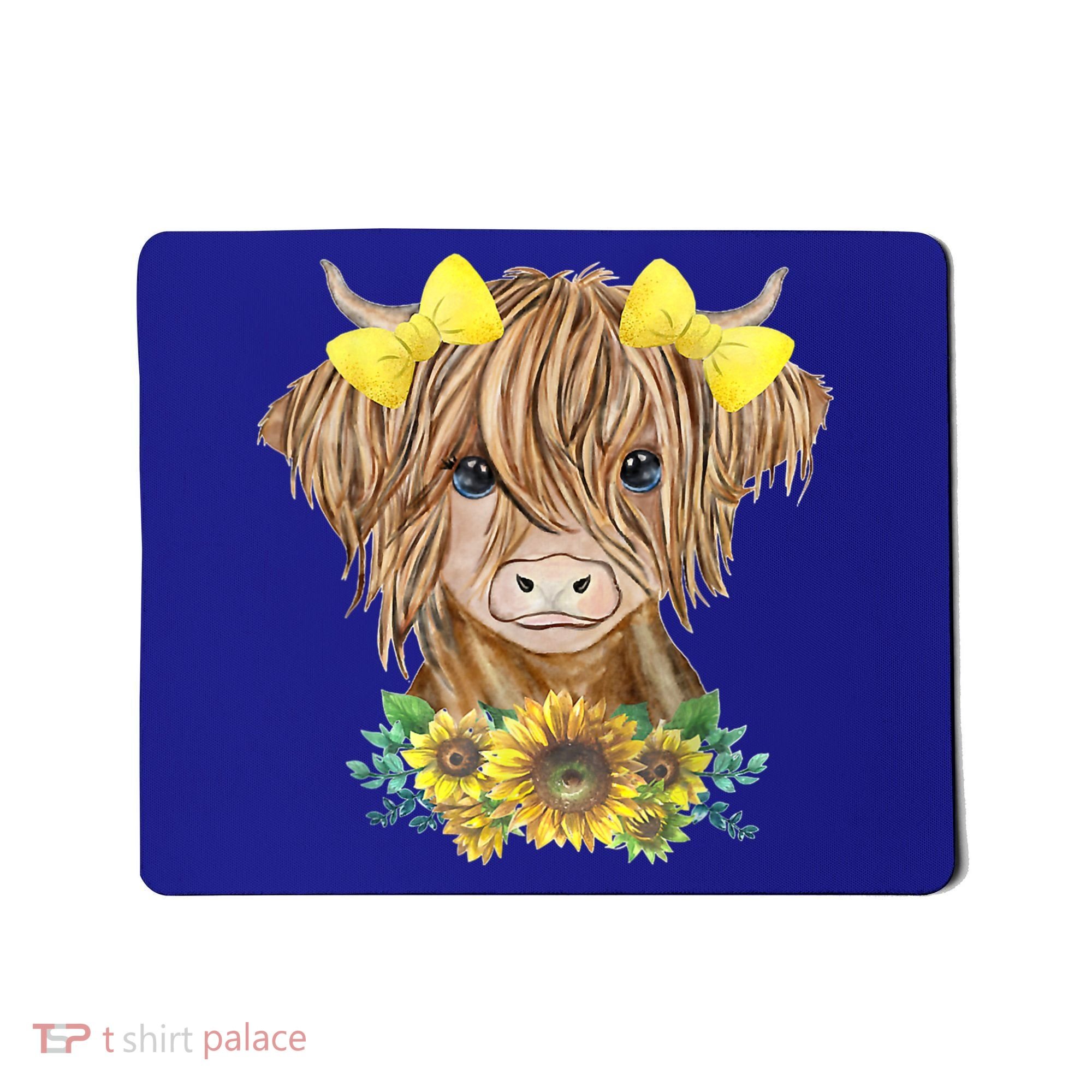 Highland Cow With Sunflowers Mousepad