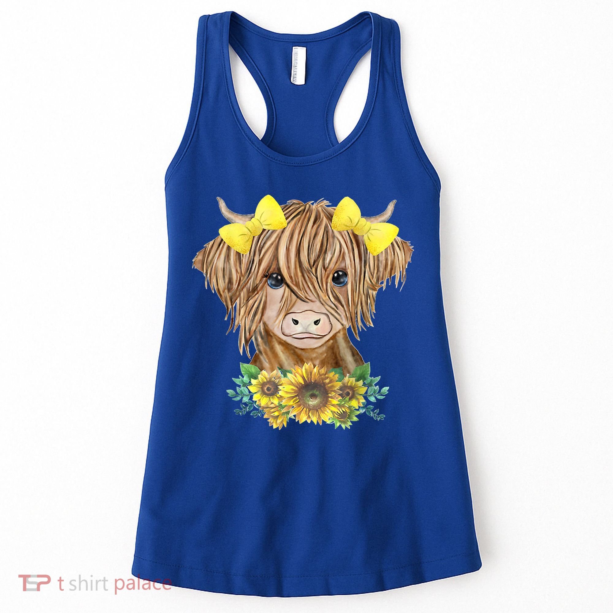 Highland Cow With Sunflowers Women's Tank Top