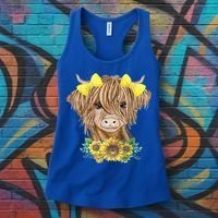 Highland Cow With Sunflowers Women's Tank Top thumb 3