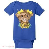 Highland Cow With Sunflowers Baby Bodysuit thumb 0