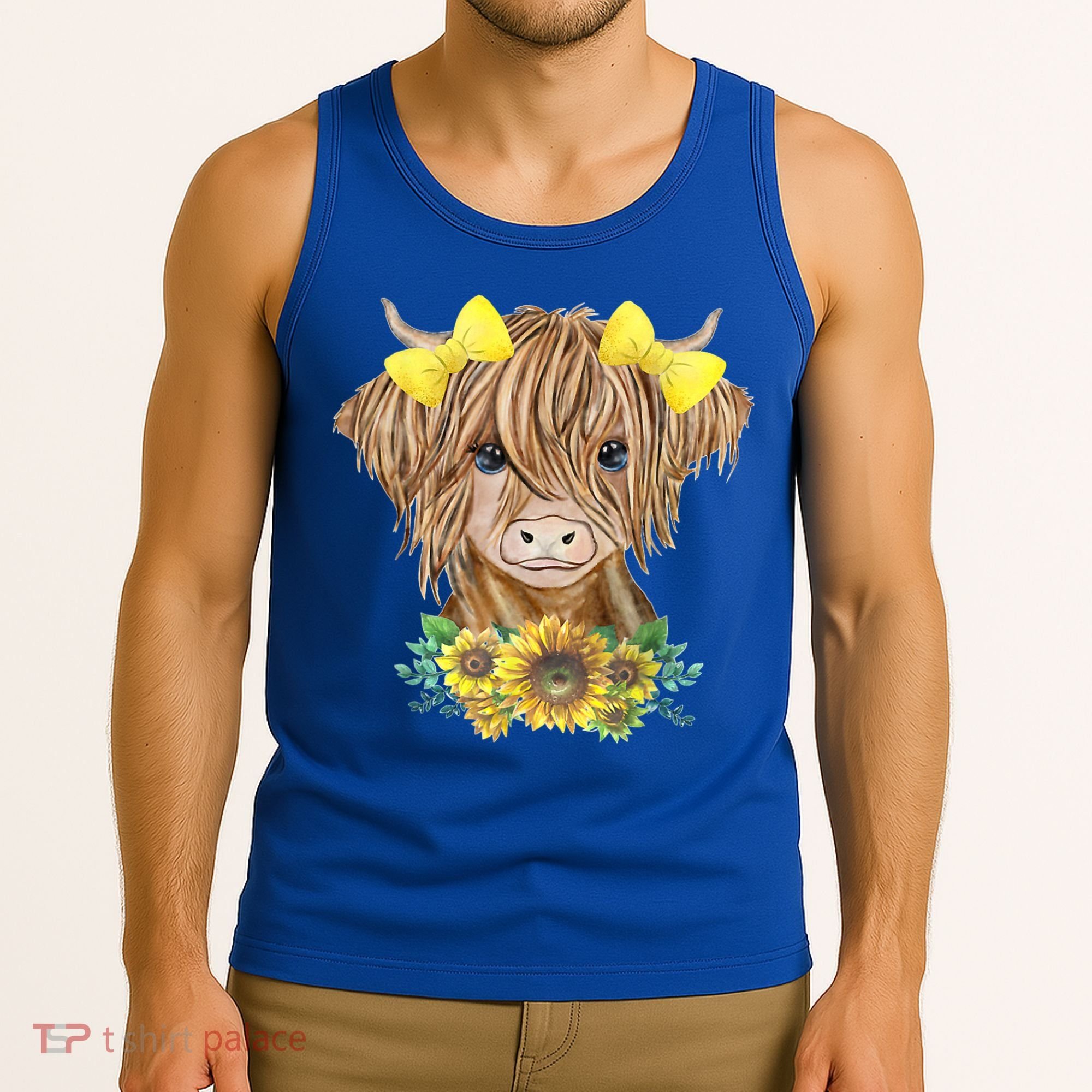 Highland Cow With Sunflowers Tank Top
