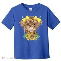 Highland Cow With Sunflowers Toddler T-Shirt thumb 0
