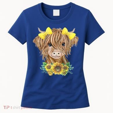 Highland Cow With Sunflowers Women's T-Shirt