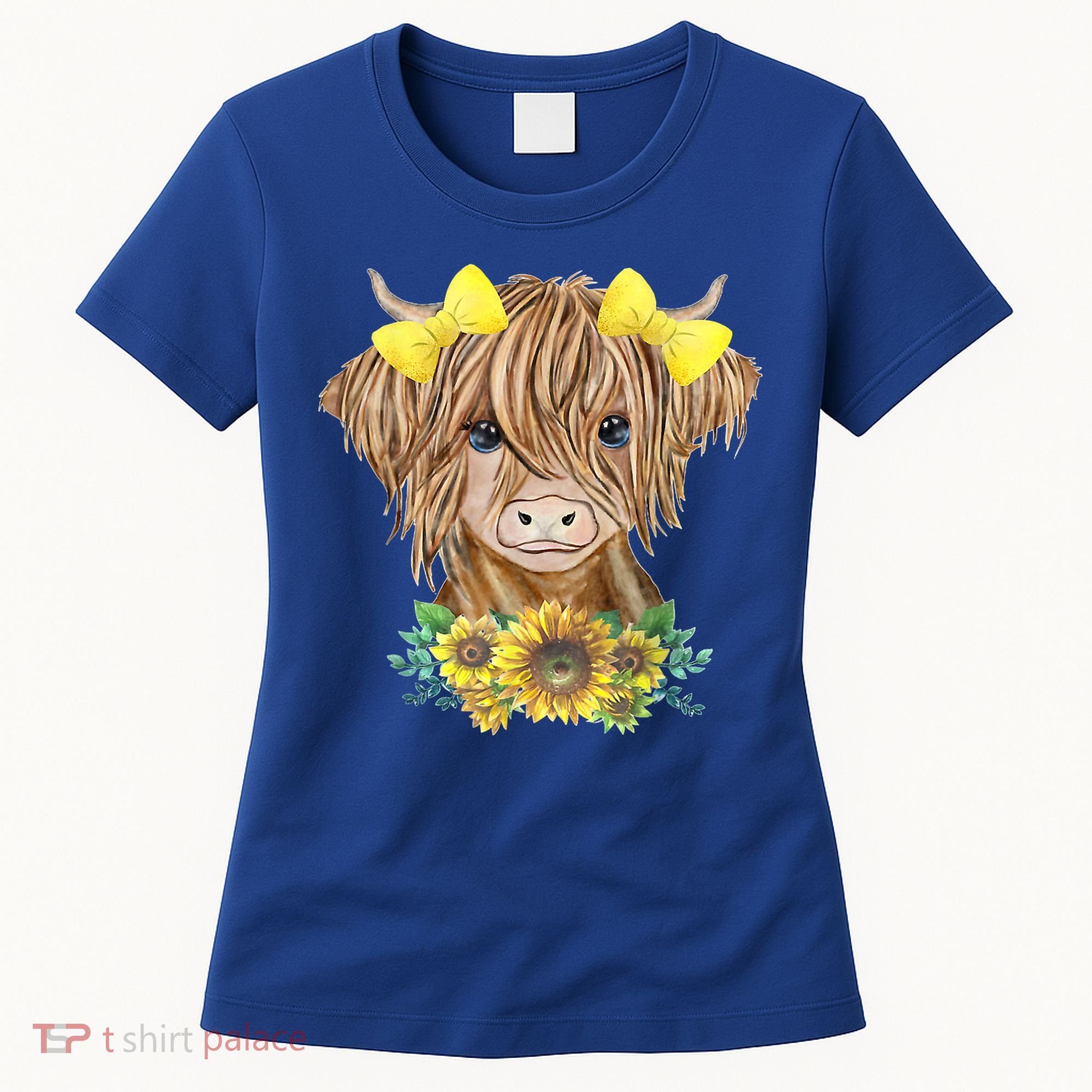 Highland Cow With Sunflowers Women's T-Shirt