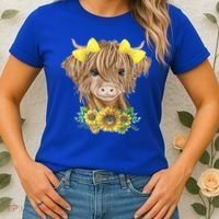 Highland Cow With Sunflowers Women's T-Shirt thumb 2