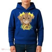 Highland Cow With Sunflowers Kids Hoodie thumb 4