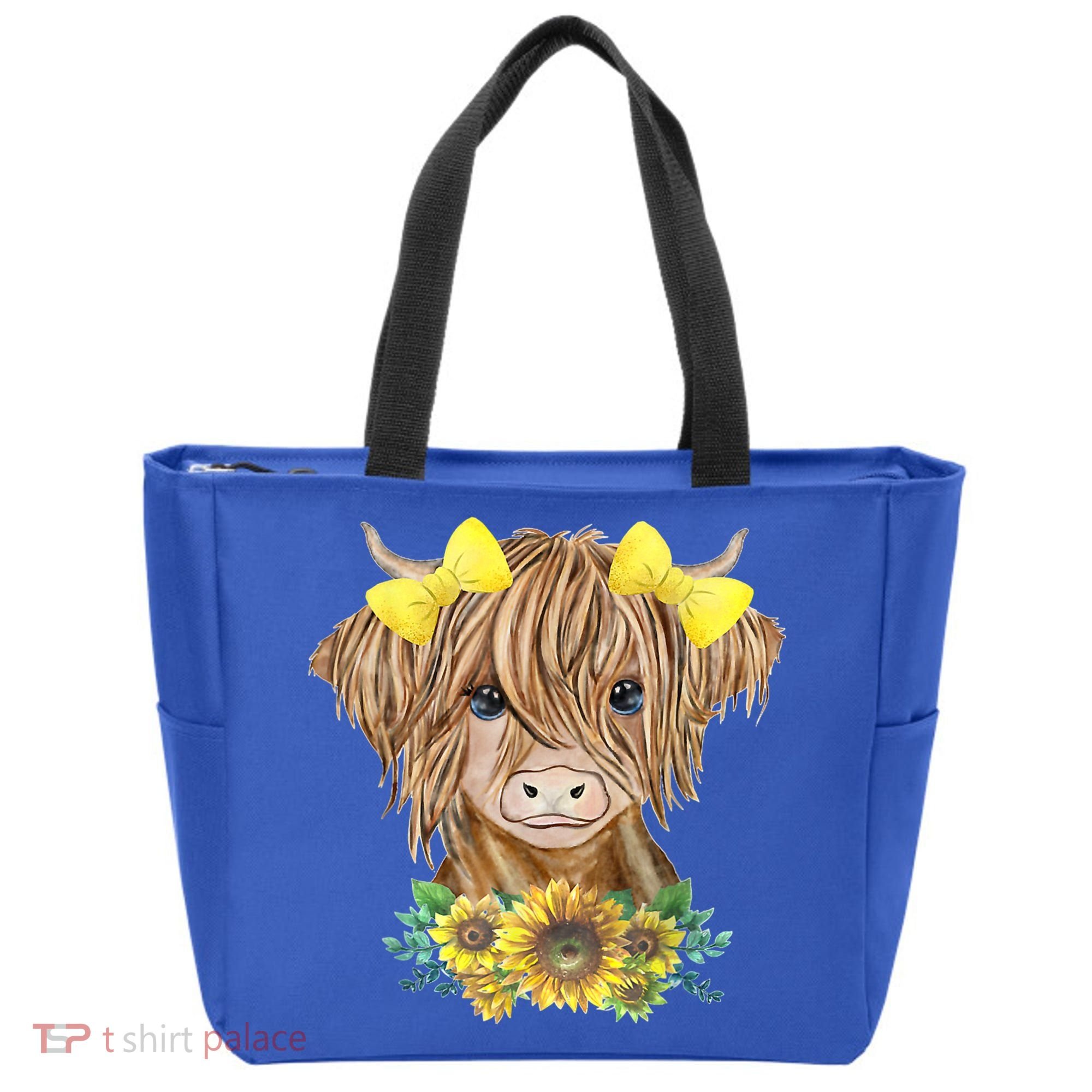 Highland Cow With Sunflowers Tote Bag