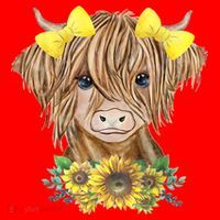 Highland Cow With Sunflowers Santa Hat thumb 1