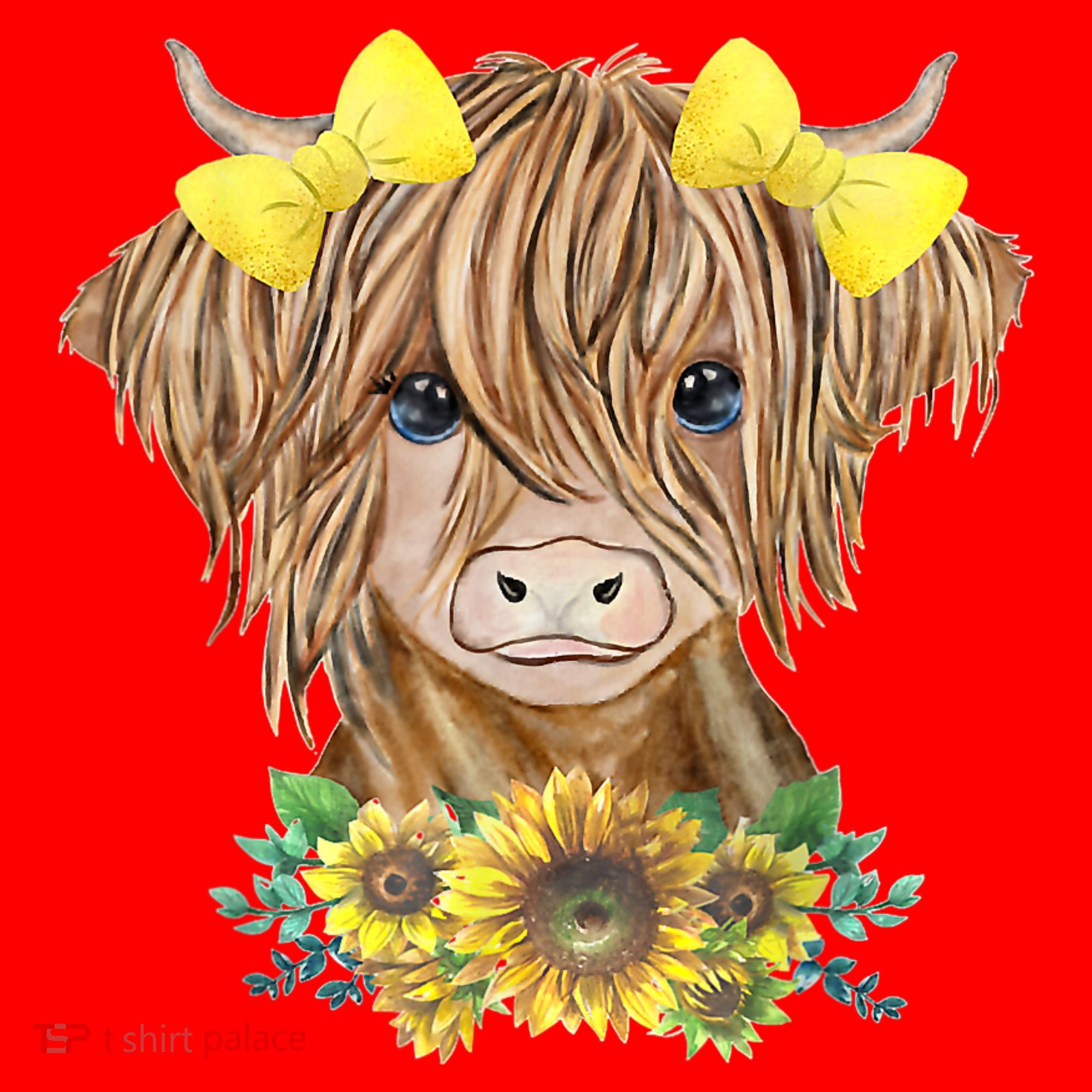 Highland Cow With Sunflowers Santa Hat