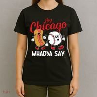 Hey Chicago Whadya Say Baseball And Hot Dog Funny Retro T-Shirt thumb 4
