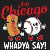 Hey Chicago Whadya Say Baseball And Hot Dog Funny Retro Beanie thumb 2