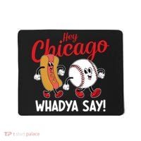 Hey Chicago Whadya Say Baseball And Hot Dog Funny Retro Mousepad thumb 0