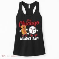 Hey Chicago Whadya Say Baseball And Hot Dog Funny Retro Women's Tank Top thumb 0