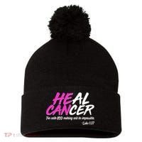 Heal Cancer With God Pom Pom 12in Knit Beanie thumb 0