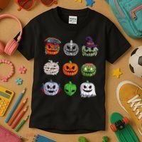 Halloween Costume Women Pumpkin Characters Kids T-Shirt thumb 3