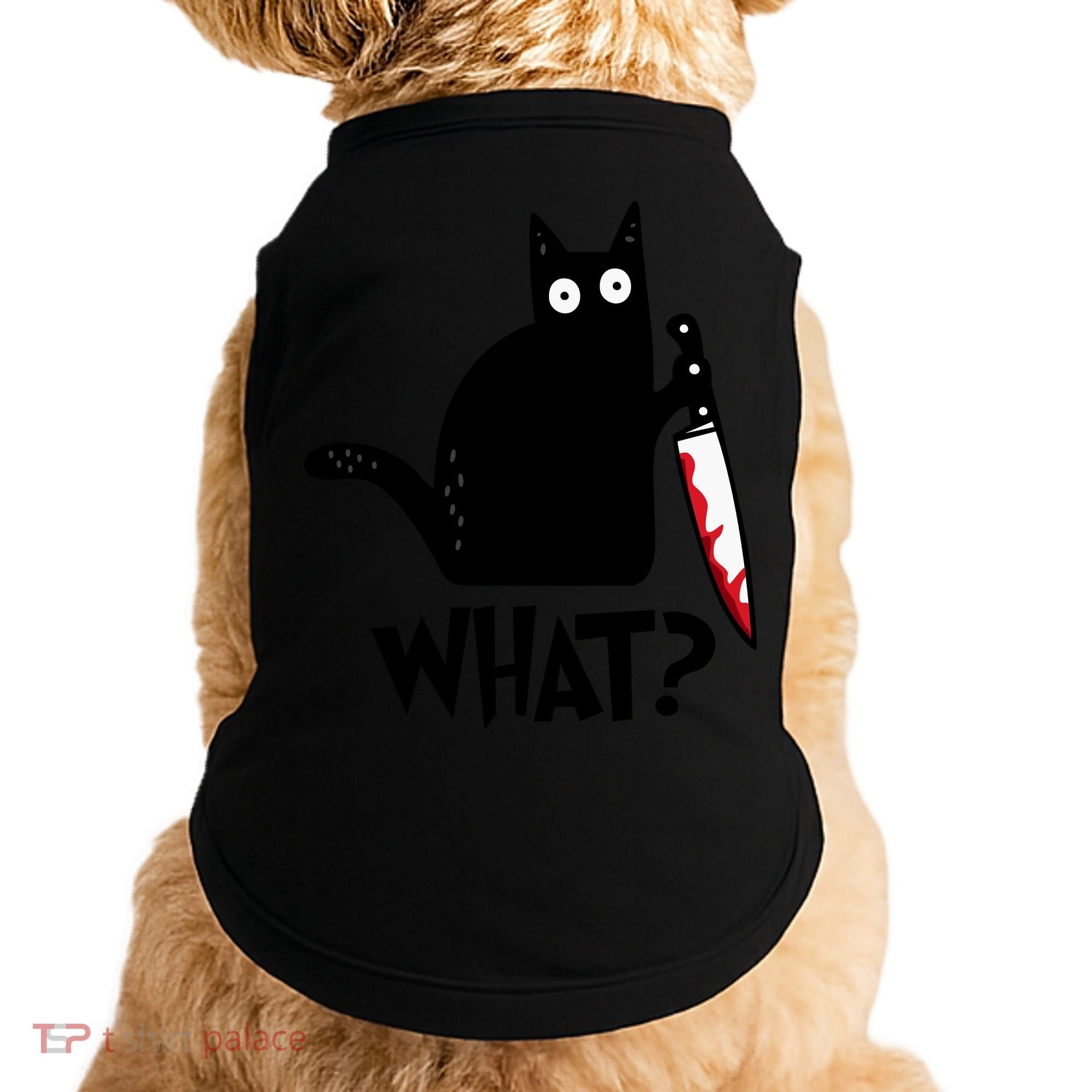 Halloween Cat What Funny Murderous Black Cat With Knife Doggie Tank