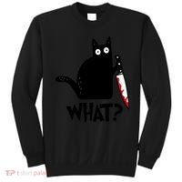 Halloween Cat What Funny Murderous Black Cat With Knife Sweatshirt thumb 0