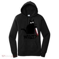 Halloween Cat What Funny Murderous Black Cat With Knife Women's Hoodie thumb 0