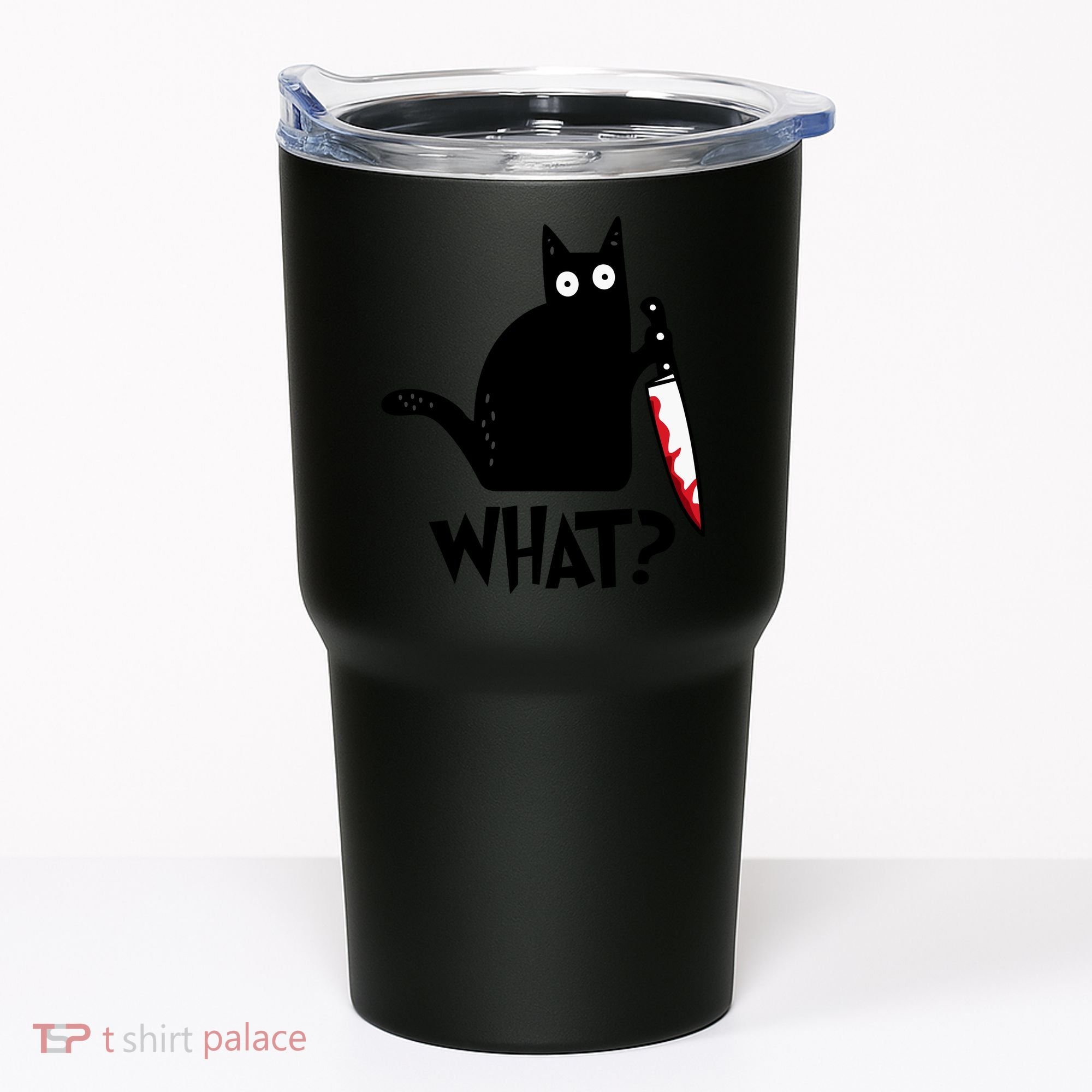 Halloween Cat What Funny Murderous Black Cat With Knife Tumbler