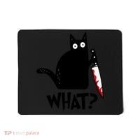 Halloween Cat What Funny Murderous Black Cat With Knife Mousepad thumb 0