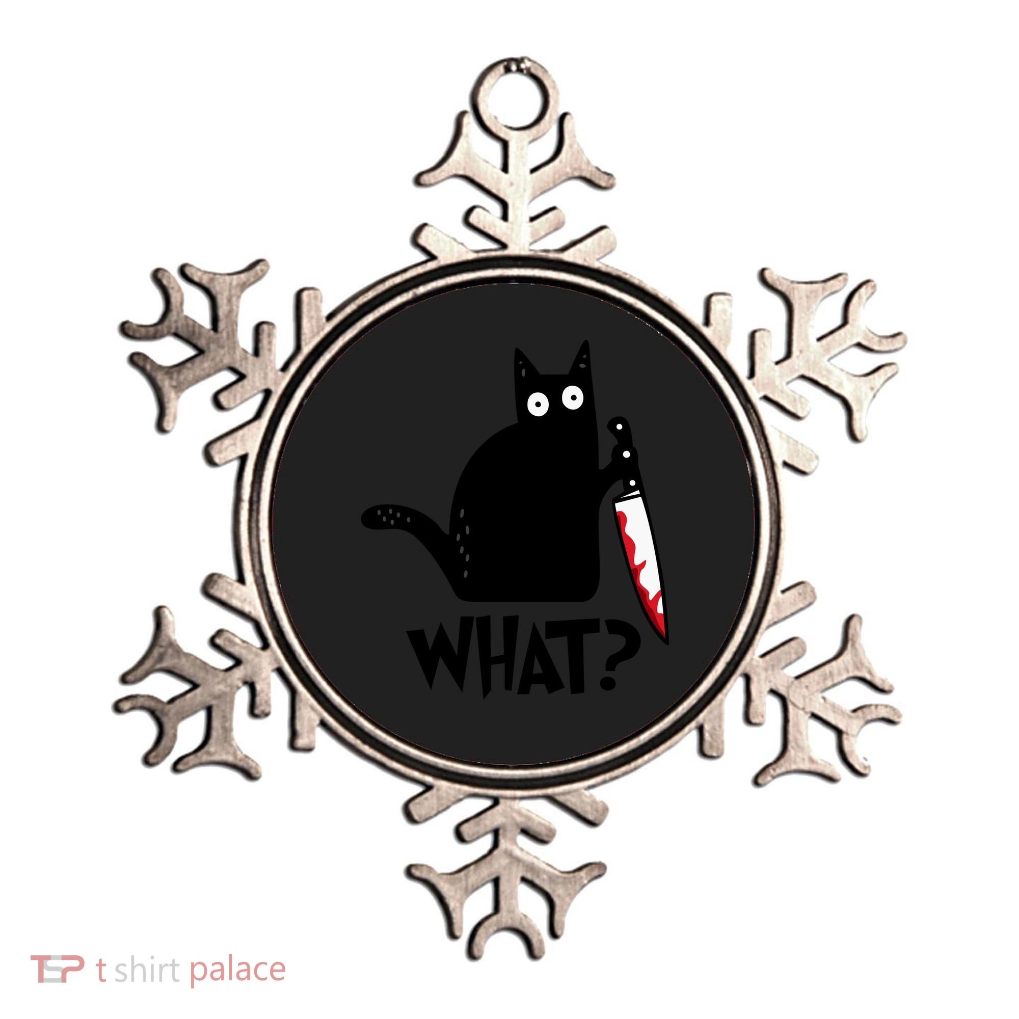 Halloween Cat What Funny Murderous Black Cat With Knife Ornament