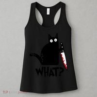 Halloween Cat What Funny Murderous Black Cat With Knife Women's Tank Top thumb 3