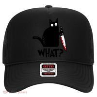 Halloween Cat What Funny Murderous Black Cat With Knife Hat thumb 0