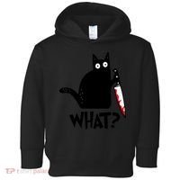 Halloween Cat What Funny Murderous Black Cat With Knife Toddler Hoodie thumb 0