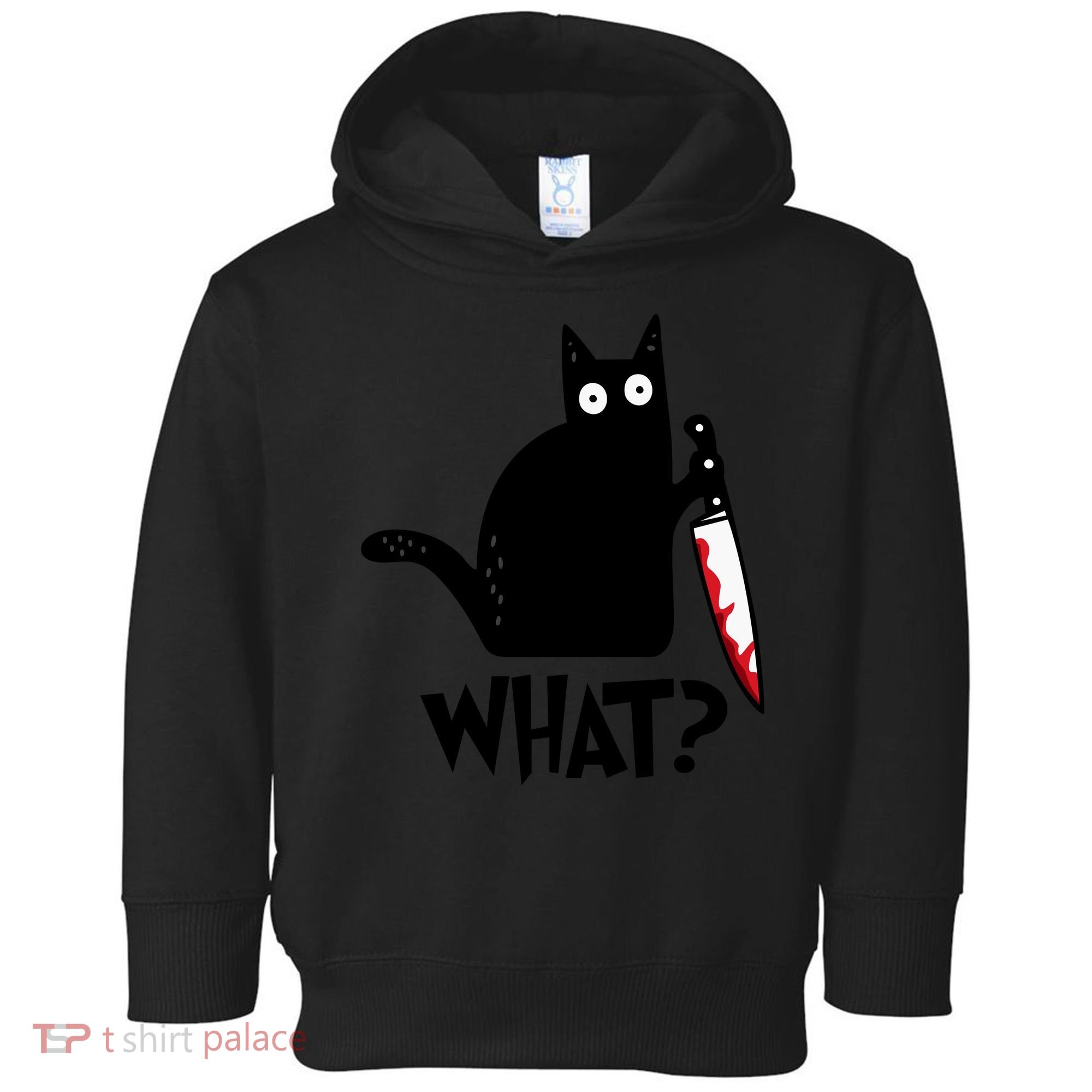 Halloween Cat What Funny Murderous Black Cat With Knife Toddler Hoodie