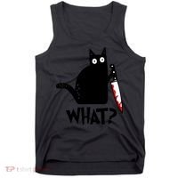 Halloween Cat What Funny Murderous Black Cat With Knife Tank Top thumb 0