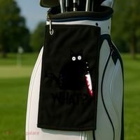 Halloween Cat What Funny Murderous Black Cat With Knife Golf Towel thumb 2