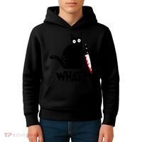 Halloween Cat What Funny Murderous Black Cat With Knife Kids Hoodie thumb 4