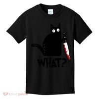 Halloween Cat What Funny Murderous Black Cat With Knife Kids T-Shirt thumb 0