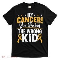 Hey Cancer You Picked The Wrong Childhood Cancer Ribbon T-Shirt thumb 0