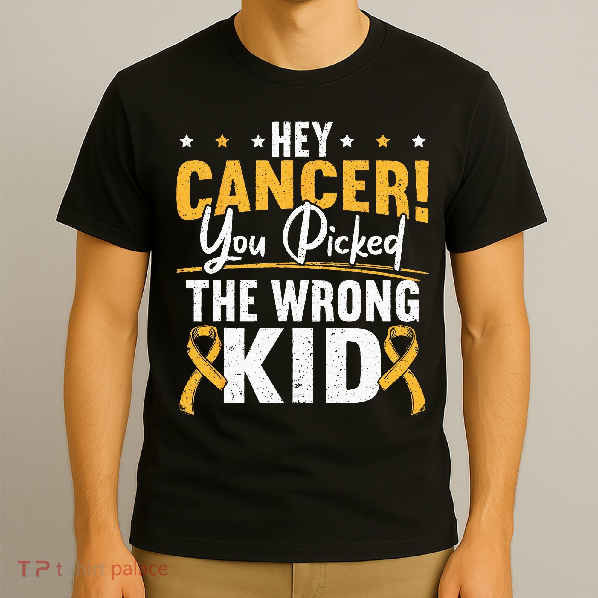 Hey Cancer You Picked The Wrong Childhood Cancer Ribbon T-Shirt