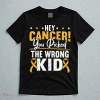 Hey Cancer You Picked The Wrong Childhood Cancer Ribbon T-Shirt thumb 5