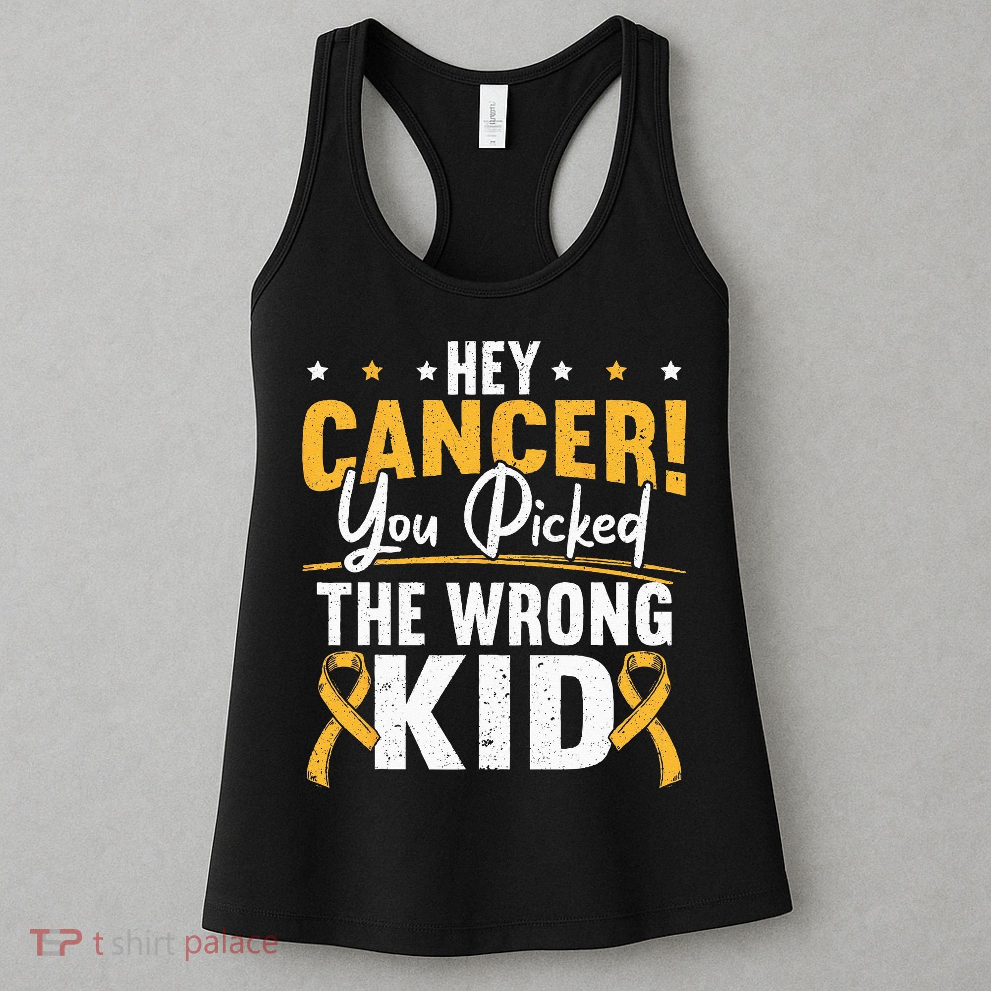 Hey Cancer You Picked The Wrong Childhood Cancer Ribbon Women's Tank Top