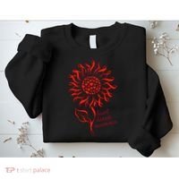 Heart Disease Awareness Red Ribbon Flower Sweatshirt thumb 2