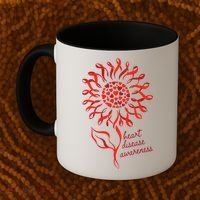 Heart Disease Awareness Red Ribbon Flower Coffee Mug thumb 2