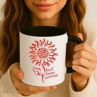 Heart Disease Awareness Red Ribbon Flower Coffee Mug thumb 3