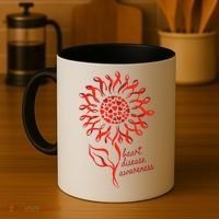 Heart Disease Awareness Red Ribbon Flower Coffee Mug thumb 4
