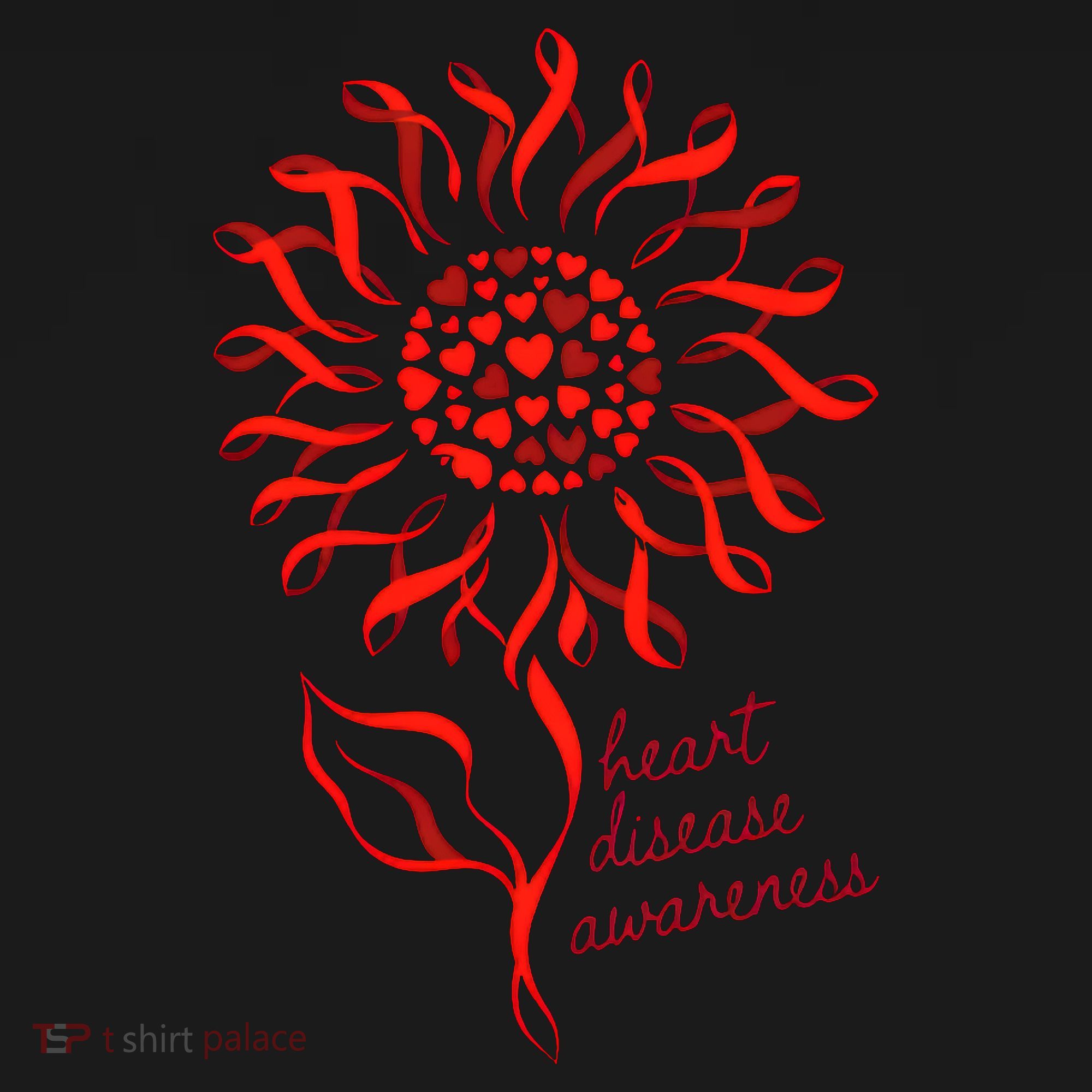 Heart Disease Awareness Red Ribbon Flower Women's Hoodie