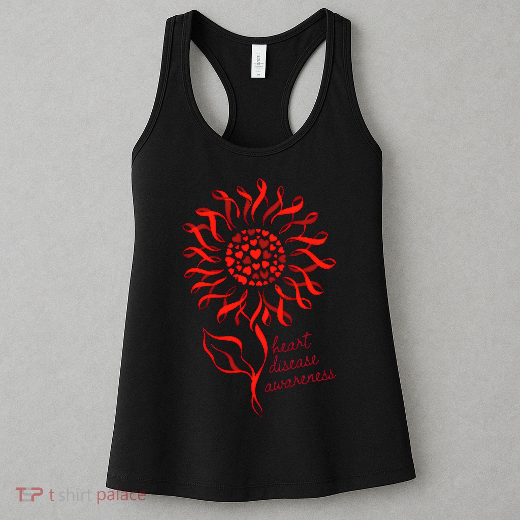 Heart Disease Awareness Red Ribbon Flower Women's Tank Top