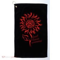 Heart Disease Awareness Red Ribbon Flower Golf Towel thumb 0
