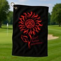 Heart Disease Awareness Red Ribbon Flower Golf Towel thumb 1