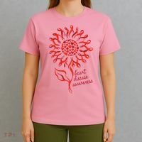 Heart Disease Awareness Red Ribbon Flower T-Shirt thumb 4